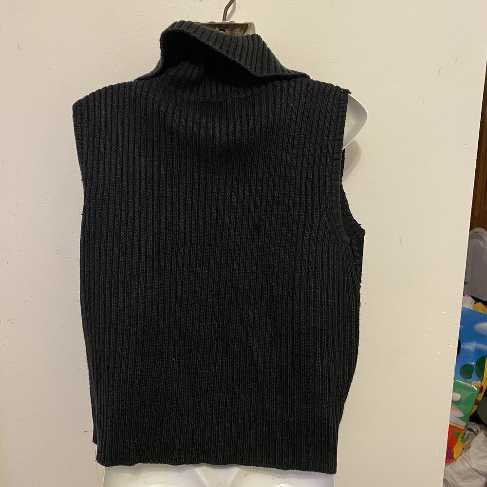 Designer Originals Studio Genuine Leather Suede Vest Women S Black Knit Western - Picture 7 of 8